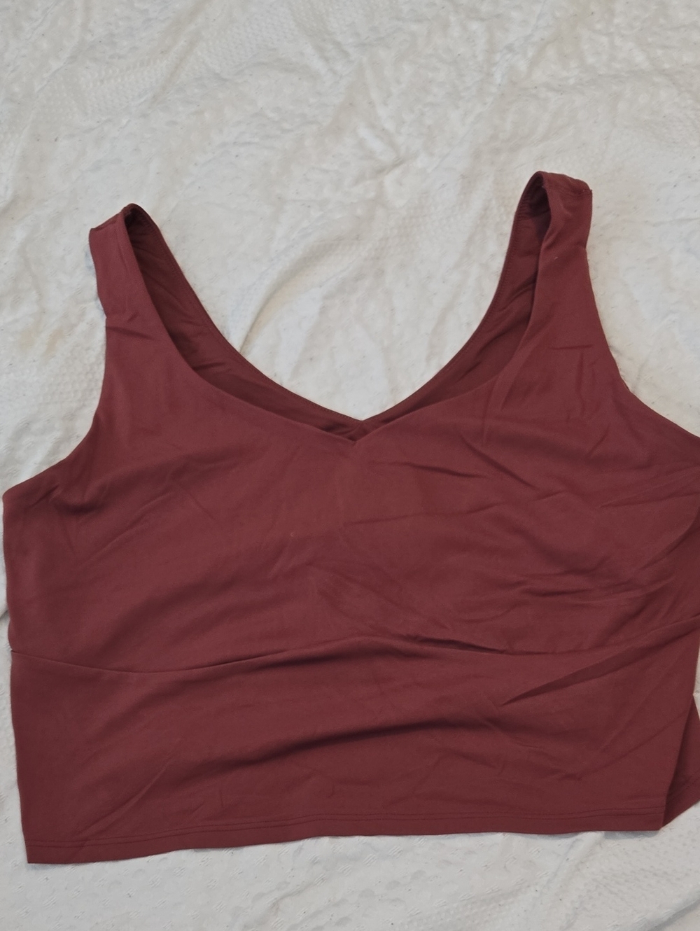 Sleeveless V-Neck Crop Top in Burgundy